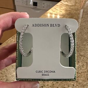 Silver Cubic Zirconia Hoop Earrings